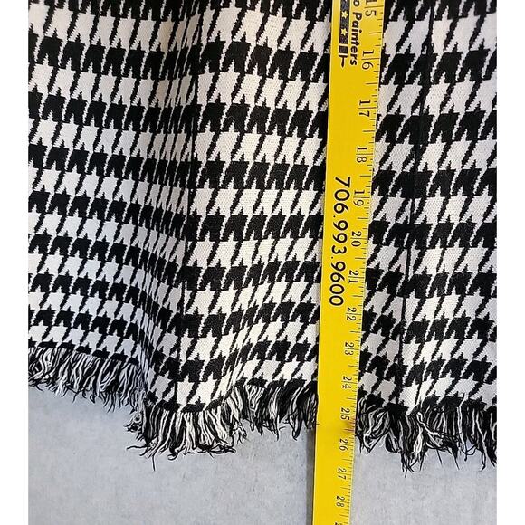 VERSONA Women’s Sz M Black White Houndstooth Knit Skirt A-Line Midi Fringe NWT - Picture 5 of 8
